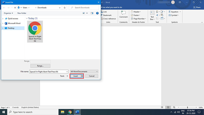 insert pdf into word document office 2010