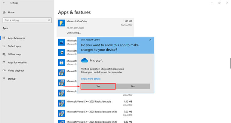 how to remove microsoft onedrive from startup