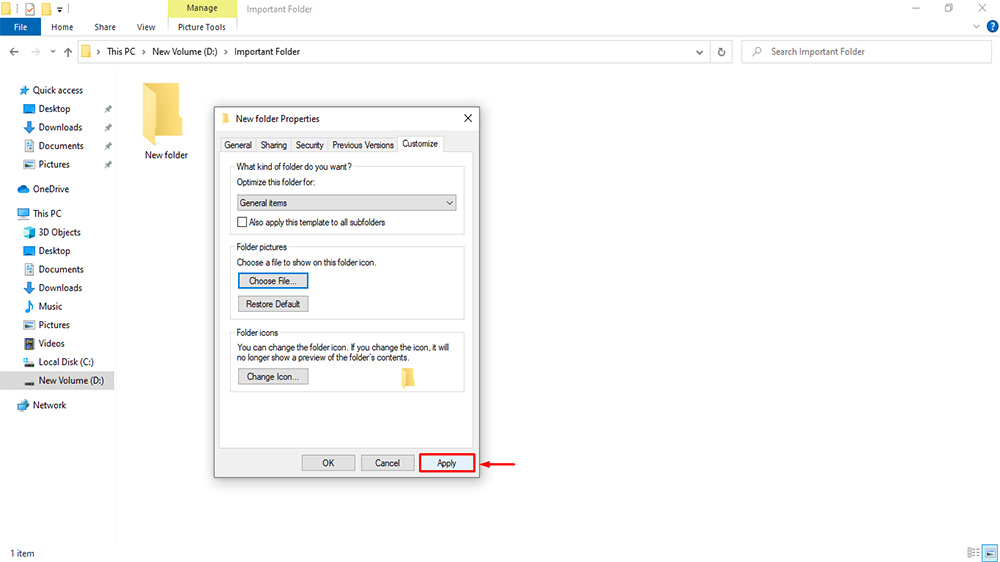 Change Folder Picture in Windows 10
