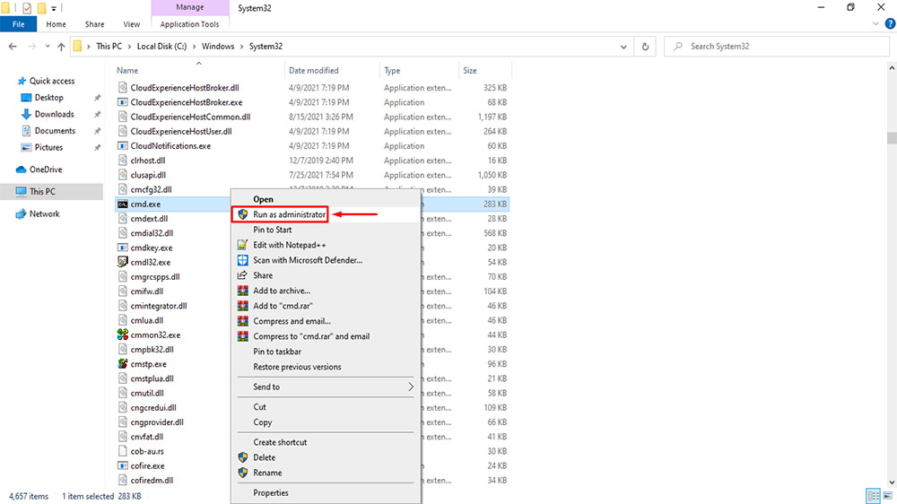 Open Elevated Command Prompt Using File Explorer