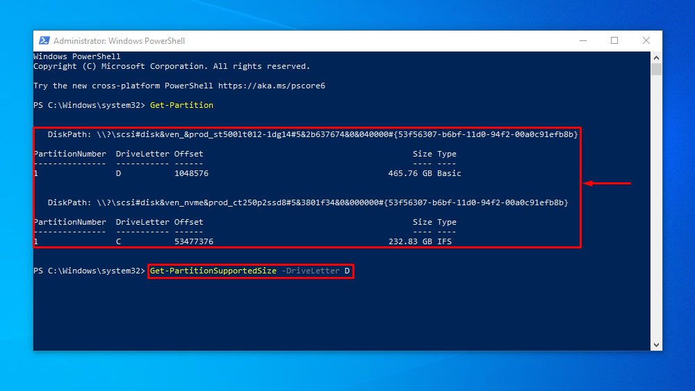 Shrink a Volume or Partition using Powershell