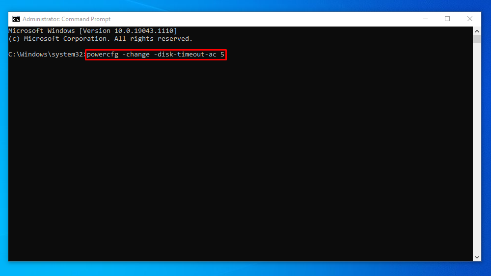Turn Off Hard Disk When Idle using Command Prompt