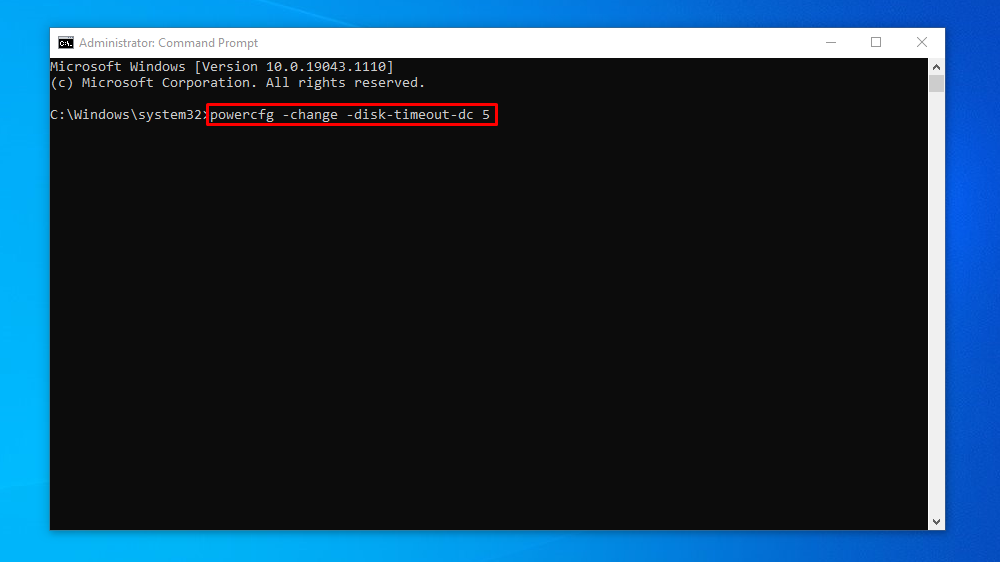 Turn Off Hard Disk When Idle using Command Prompt