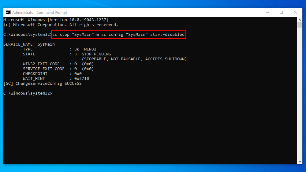 Steps to Enable or Disable SuperFetch using Command Prompt