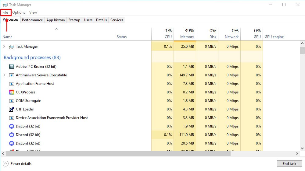 Steps to start explorer.exe process in Task Manager