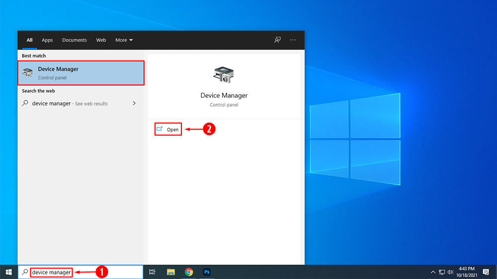 Steps to Access Device Manager using Start Menu