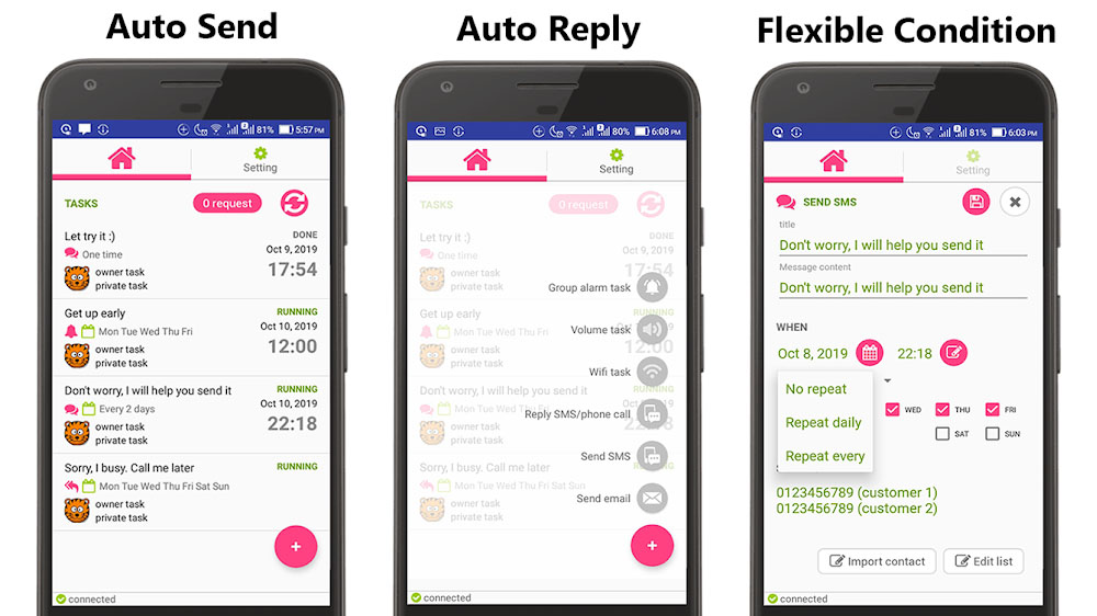 Auto Message - auto reply text call sms sender app
