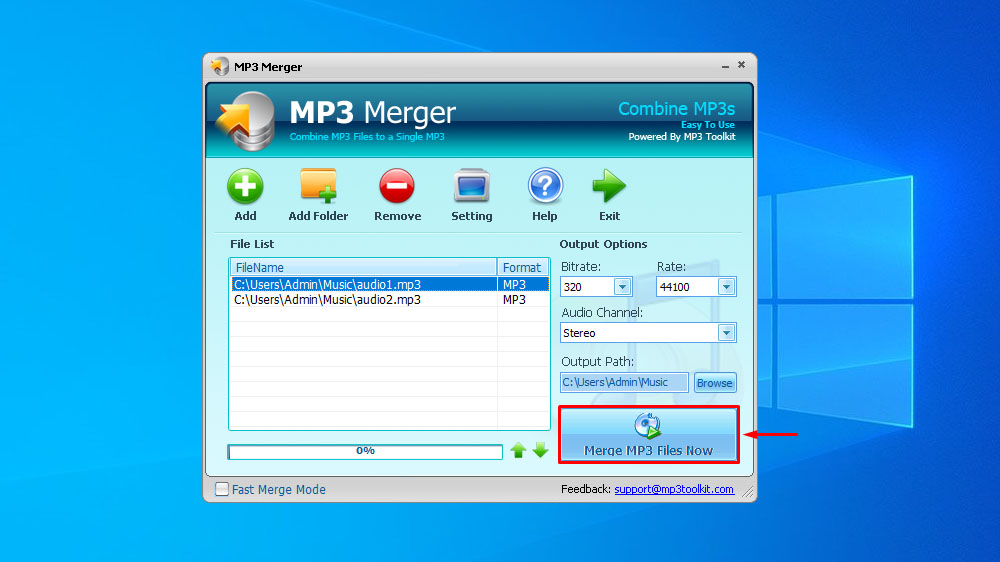 Steps to Merge Multiple MP3 files using MP3 Toolkit