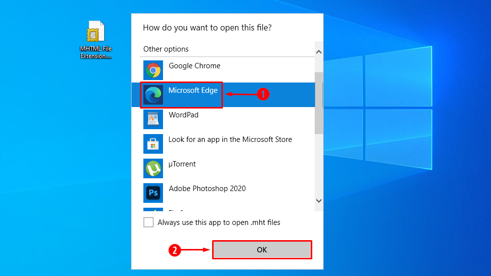 Steps to Open MHTML file in Microsoft Edge